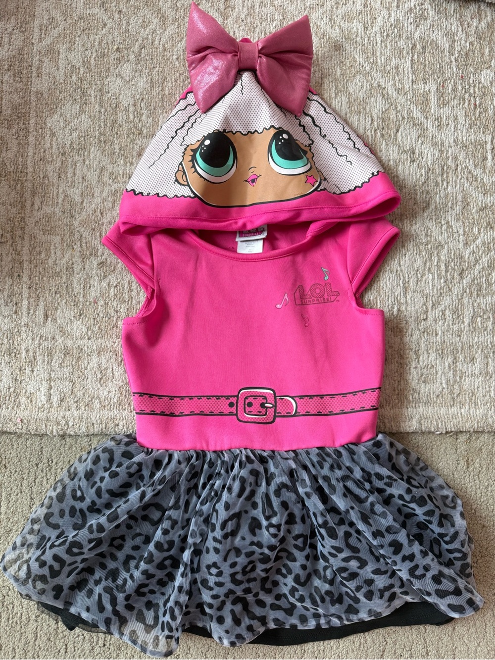 L.O.L. Surprise! DIVA Hot Pink Hooded Dress with Leopard Tulle Skirt 6/6x